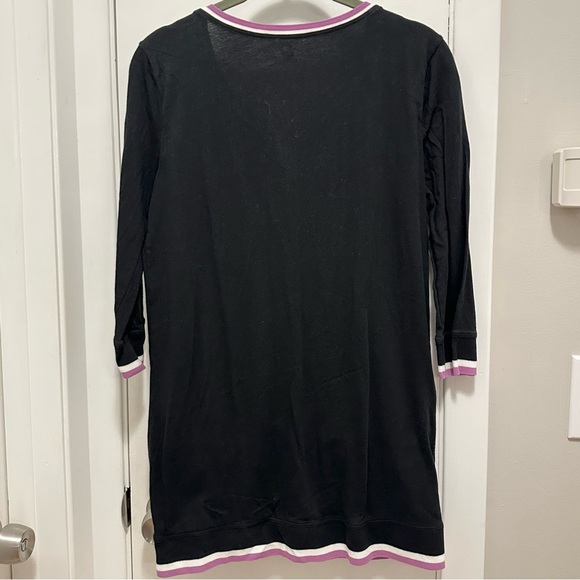 Lacoste Black Purple/Pink Long Cardigan Sweater 3/4 Sleeve Cotton Womens S - Picture 3 of 7